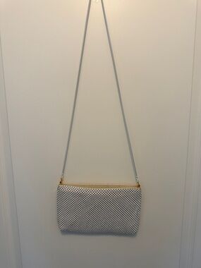 Vintage Pacific Connections White Mesh Crossbody with Gold Trim